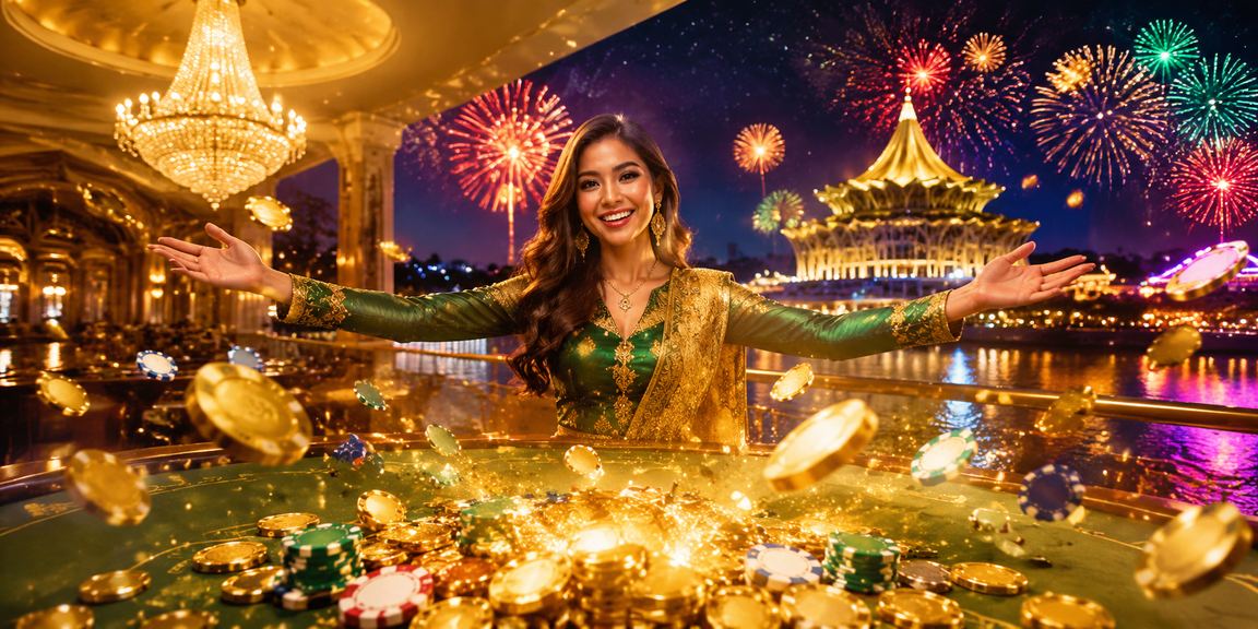 Suasana pertaruhan kasino tema Hari Raya di Kuching dengan platform 38000